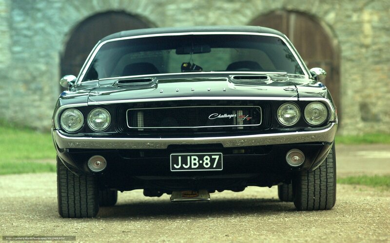 Black Dodge Challenger — Dramatic, Afternoon, Photograph, Car, Stone Wall