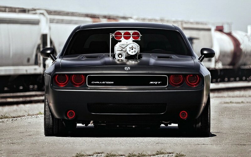 Black Dodge Challenger — Dramatic, Afternoon, Photograph, Train, Engine