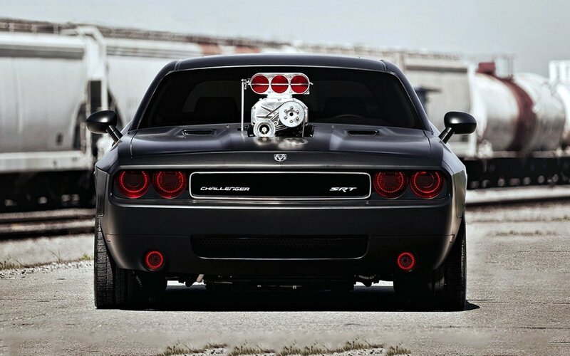 Black Dodge Challenger — Dramatic, Afternoon, Photograph, Train