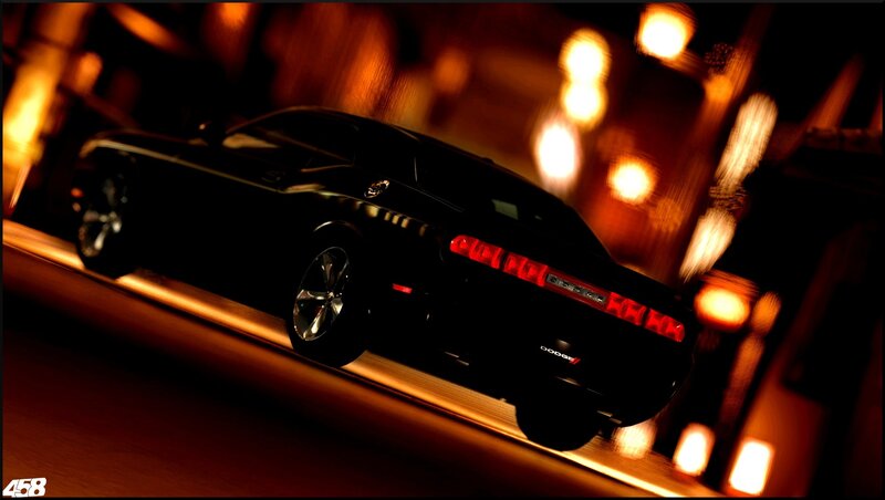 Black Dodge Challenger — Dramatic, Night, Digital Art