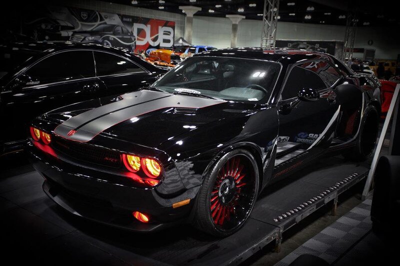 Black Dodge Challenger — Dramatic, Night, Photograph, Car Show