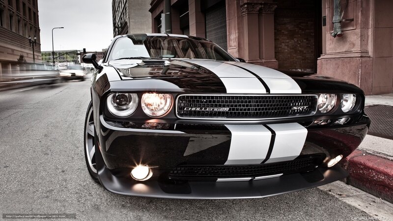 Black Dodge Challenger — Dramatic, Photograph, Car, City Street