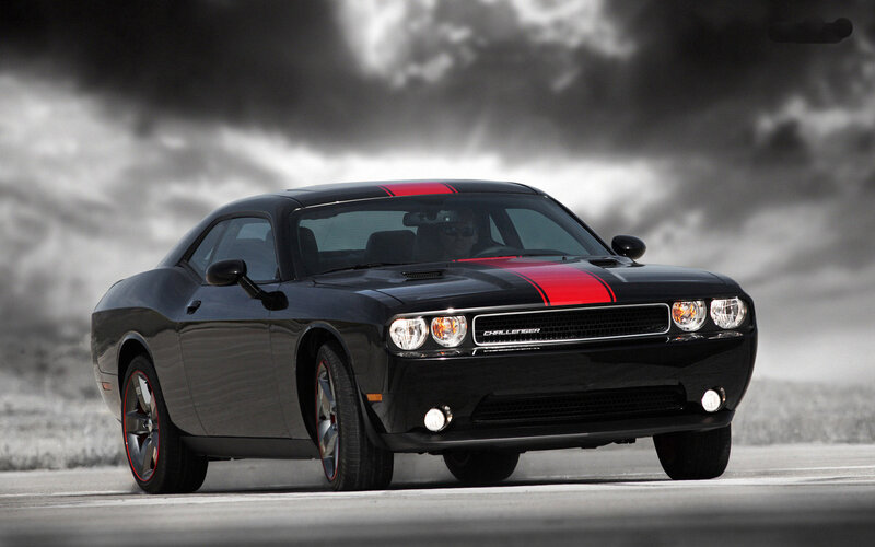 Black Dodge Challenger — Dramatic, Photograph, Car