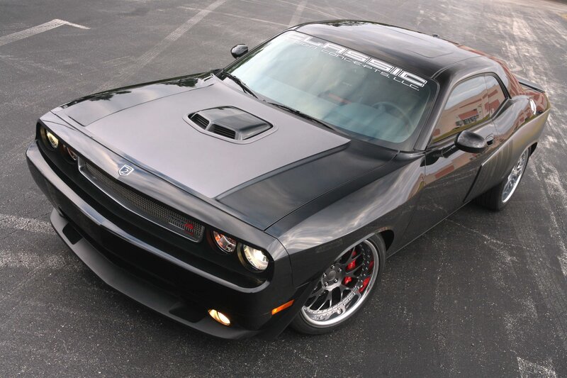 Black Dodge Challenger — Dramatic, Photograph, Car, Wheel, Hood