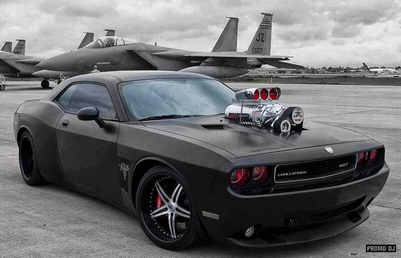 Black Dodge Challenger — Dramatic, Photograph, Fighter Jet