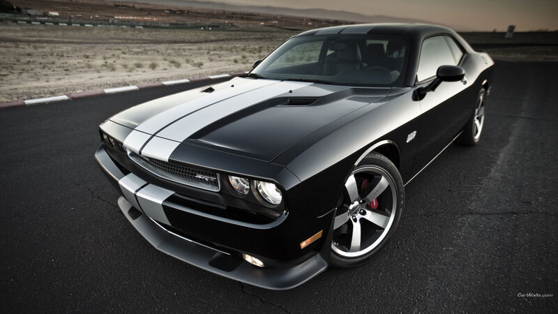 Black Dodge Challenger — Dramatic, Sunset, Photograph, Race Track