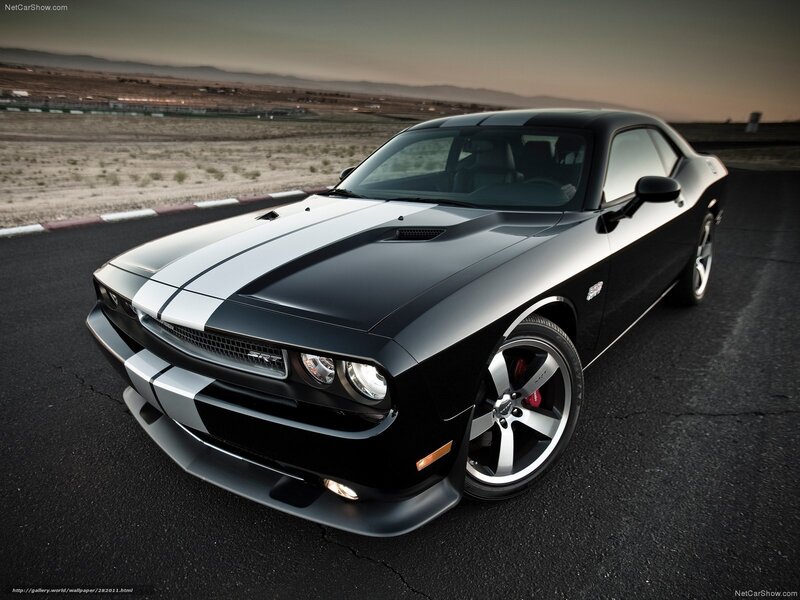 Black Dodge Challenger — Dramatic, Sunset, Photograph, Stripes