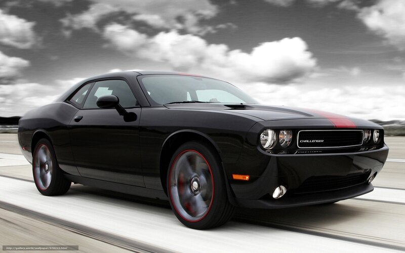 Black Dodge Challenger — Dynamic, Photograph, Car, Road