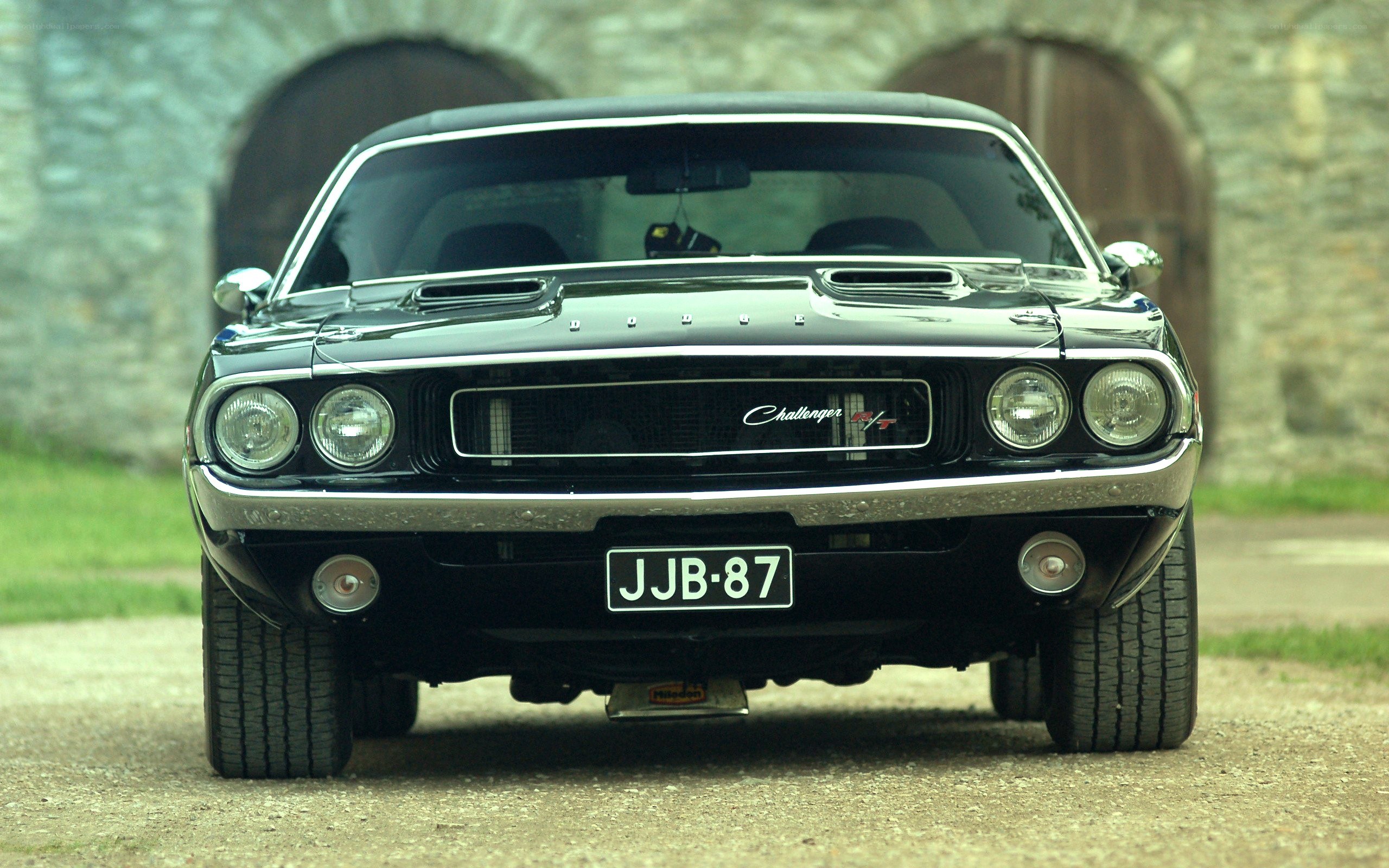 Black Dodge Challenger front view