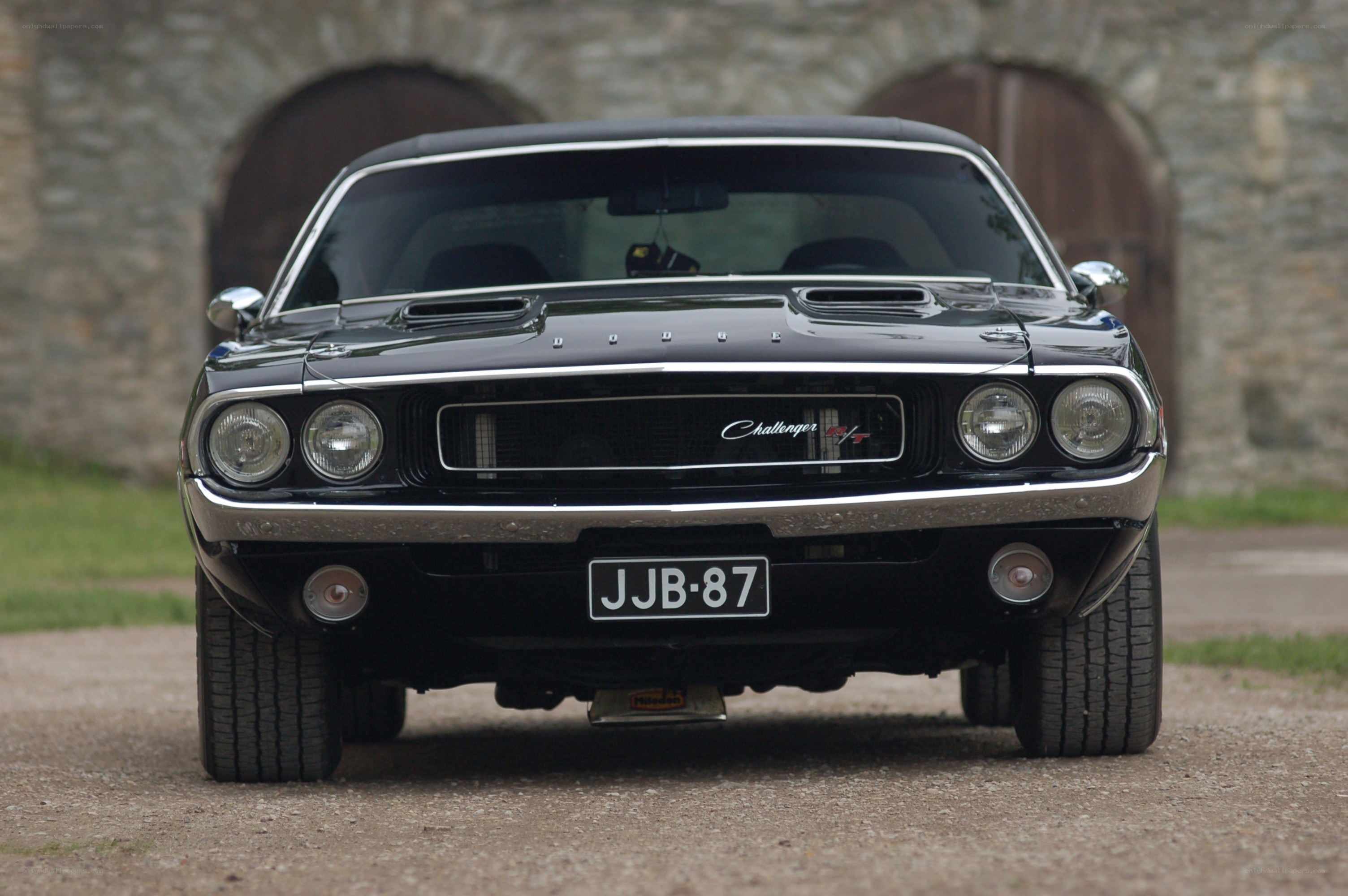 Black Dodge Challenger front view