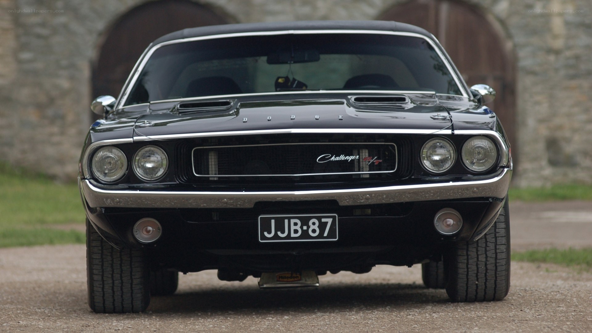 Black Dodge Challenger front view