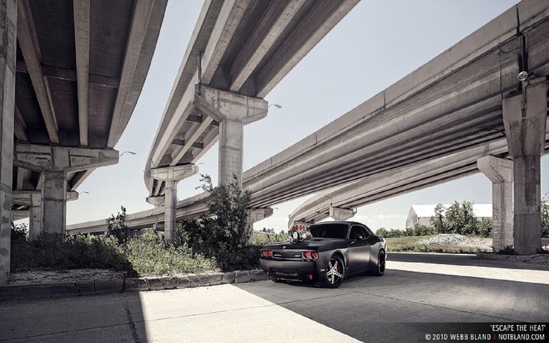 Black Dodge Challenger — Gray, Dramatic, Afternoon, Photograph