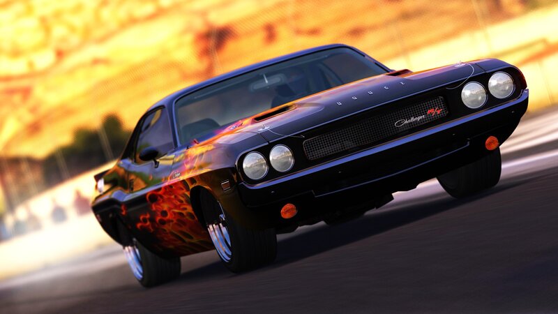 black dodge challenger in motion