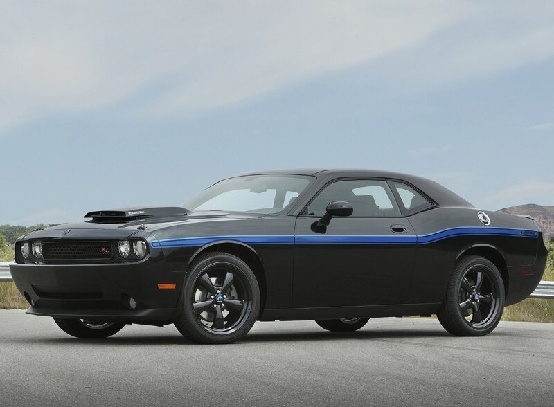 black dodge challenger muscle car