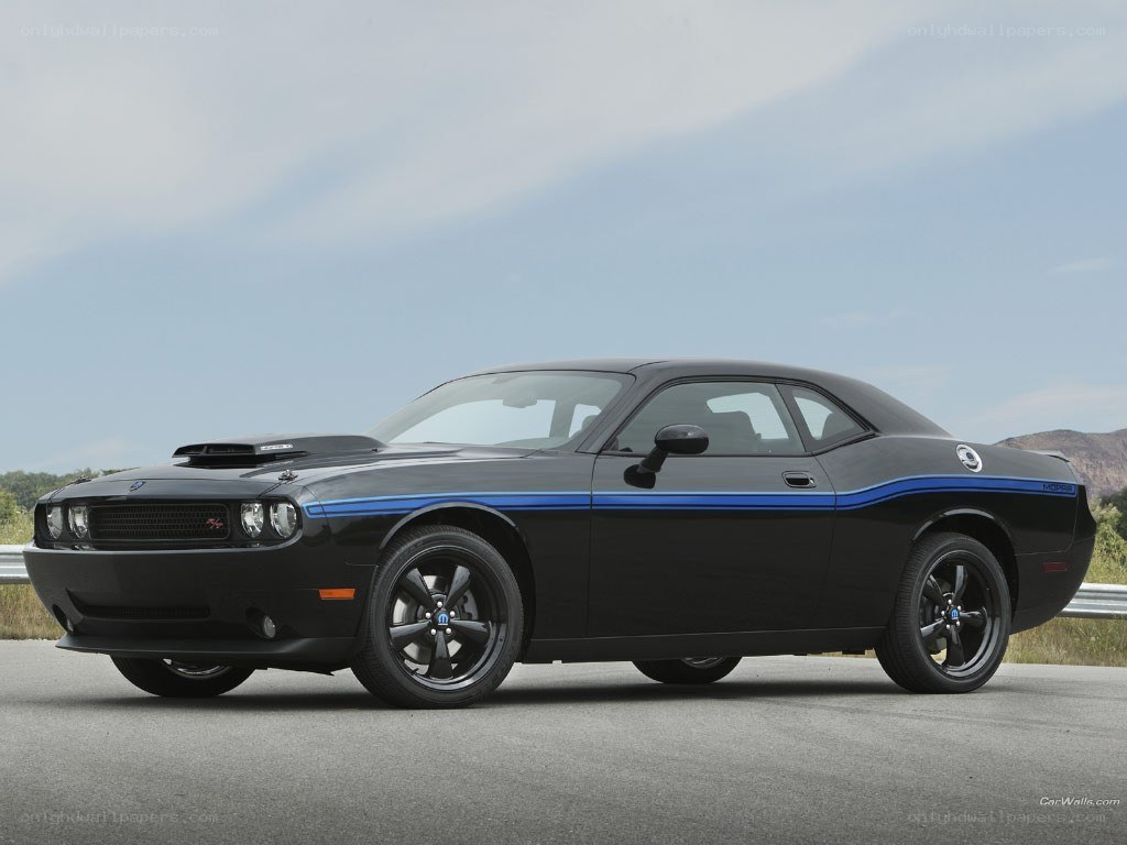 black dodge challenger muscle car
