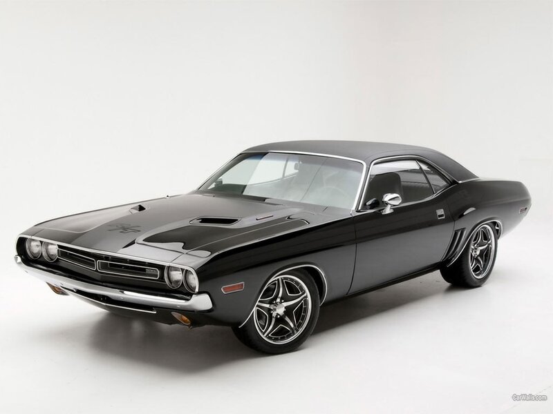 black dodge challenger muscle car