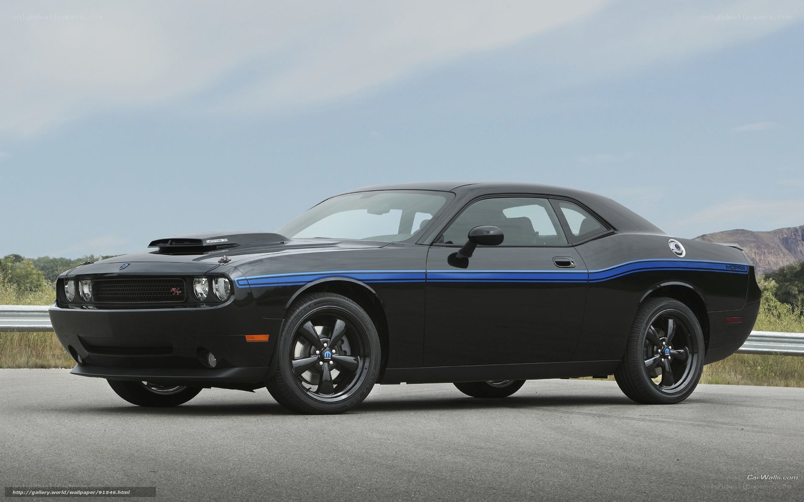 black dodge challenger muscle car