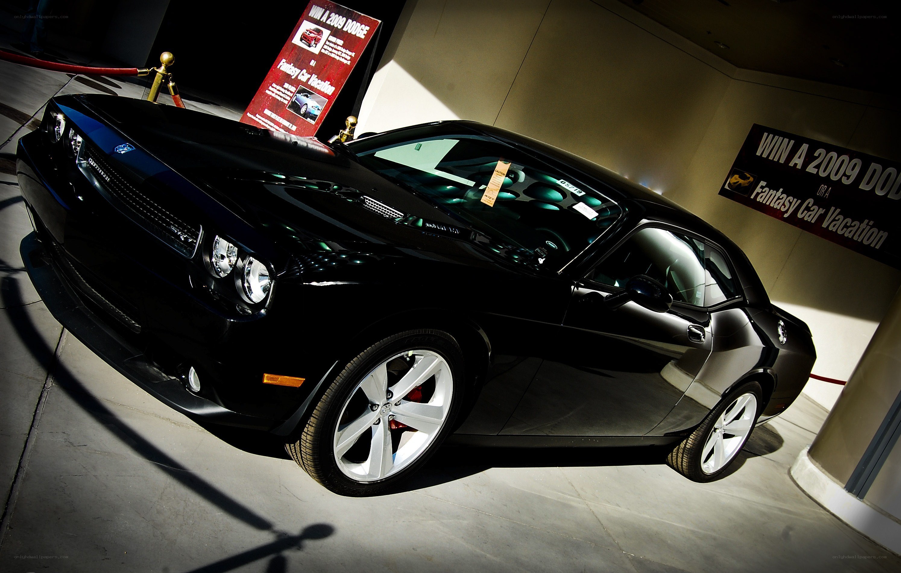 Black Dodge Challenger on display