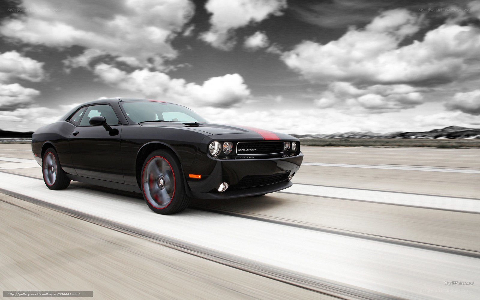 Black Dodge Challenger on road