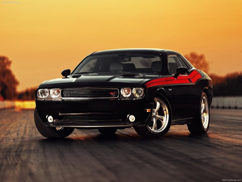 Black Dodge Challenger on track