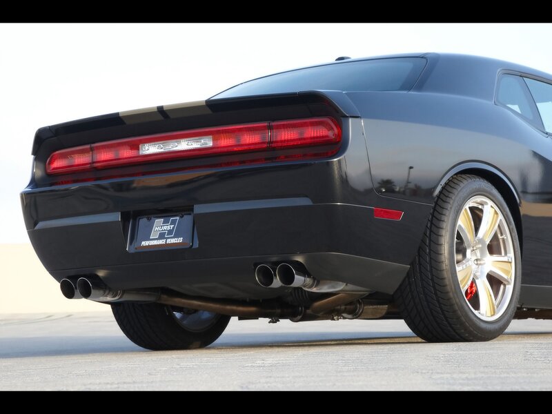 black dodge challenger rear view
