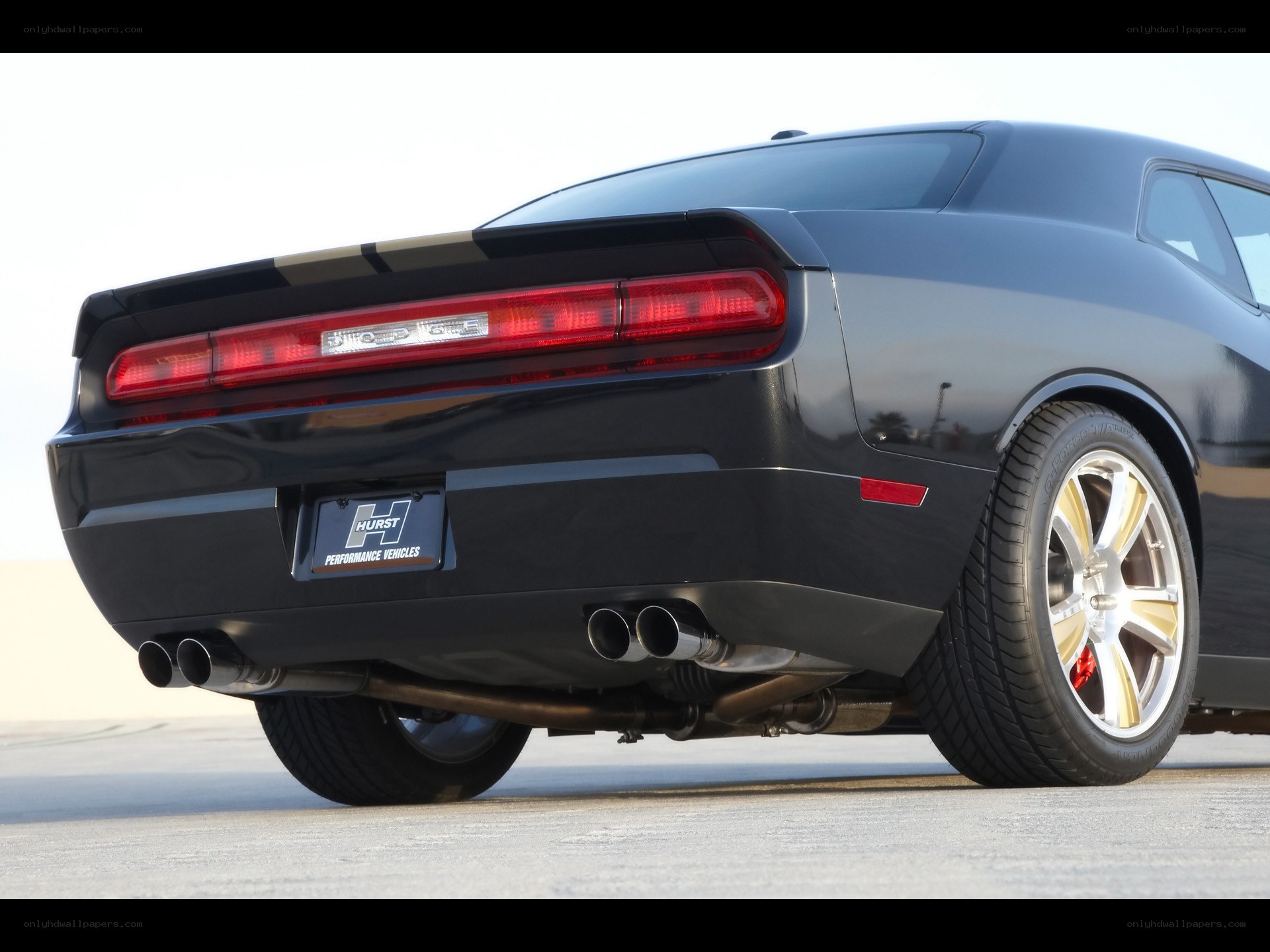 black dodge challenger rear view