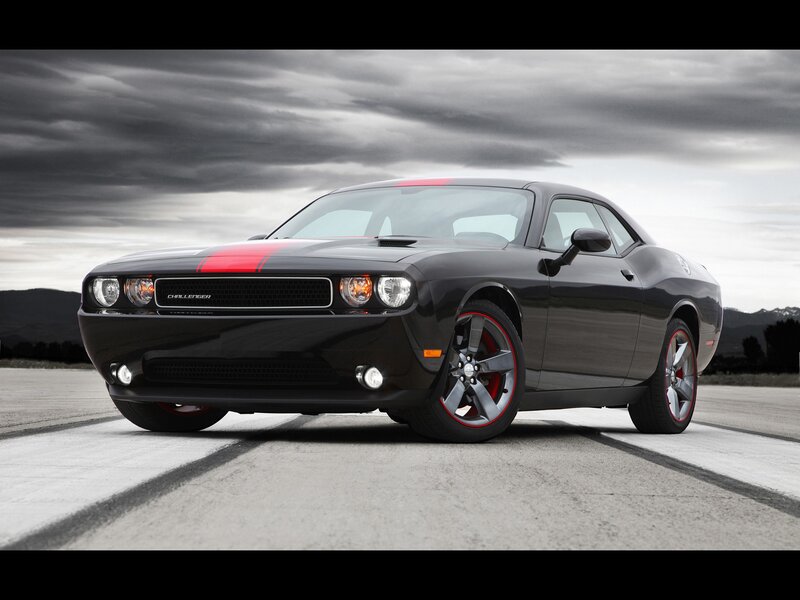 Black Dodge Challenger — Red