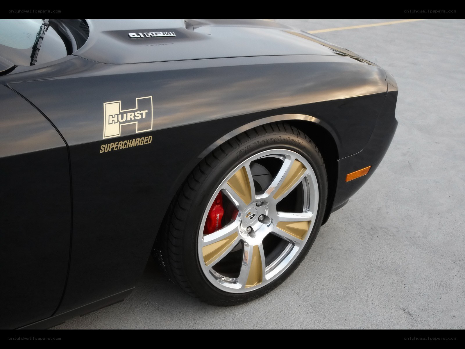Black Dodge Challenger with Hurst branding