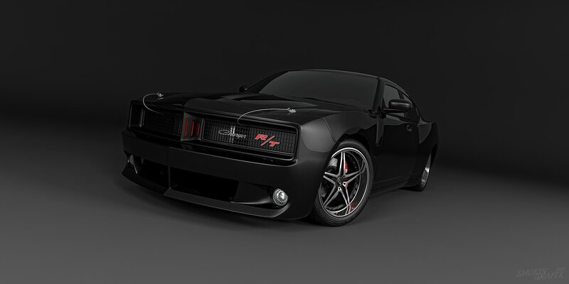 Black Dodge Charger — Dramatic, 3d Render
