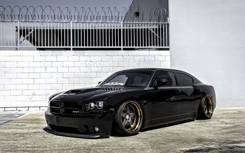 Black Dodge Charger — Dramatic, Afternoon, Photograph, Car, Fence