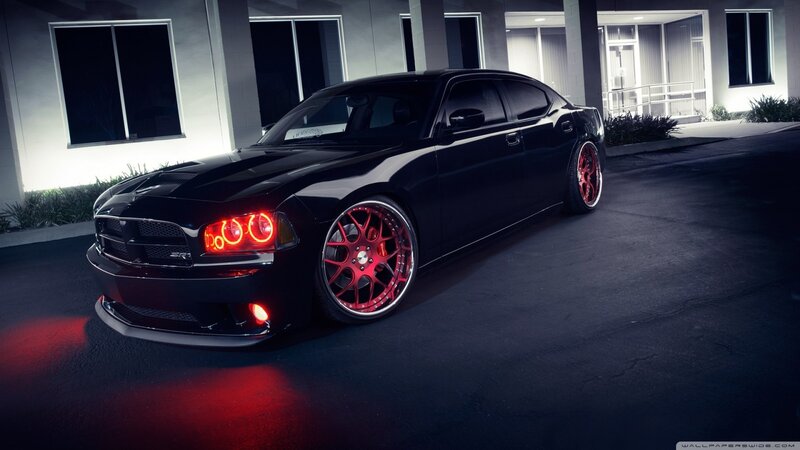 Black Dodge Charger — Dramatic, Night, Photograph, Car, Building, Wheels
