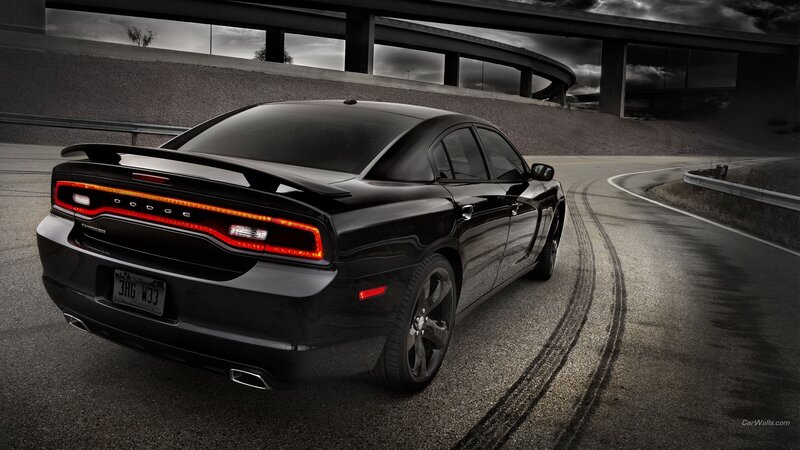 Black Dodge Charger — Dramatic, Night, Photograph, Car, Road, Overpass