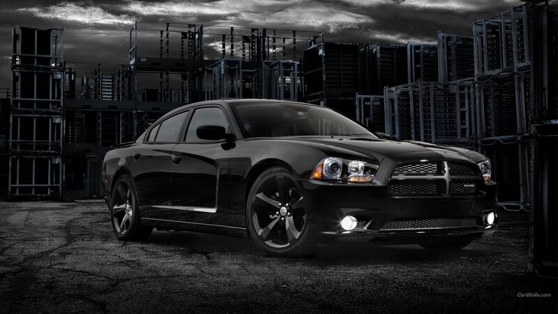 Black Dodge Charger — Dramatic, Night, Photograph, Car, Stacked Crates