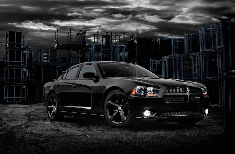 Black Dodge Charger — Dramatic, Night