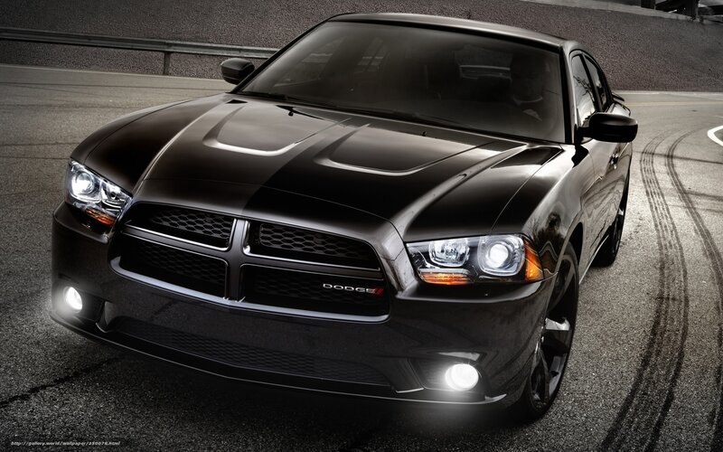 Black Dodge Charger — Dramatic, Photograph, Car, Road, Tire Marks