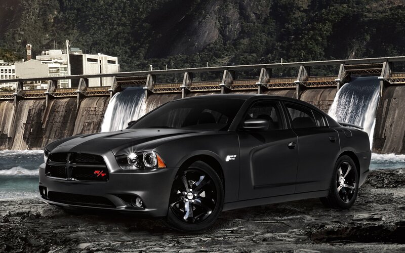 Black Dodge Charger — Dramatic, Photograph, Dam