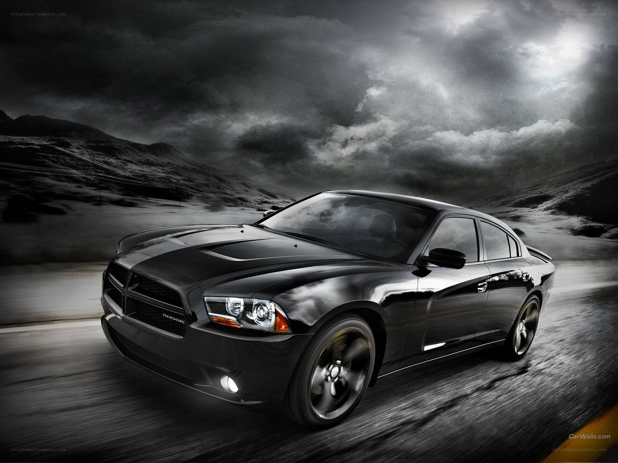 black dodge charger in motion