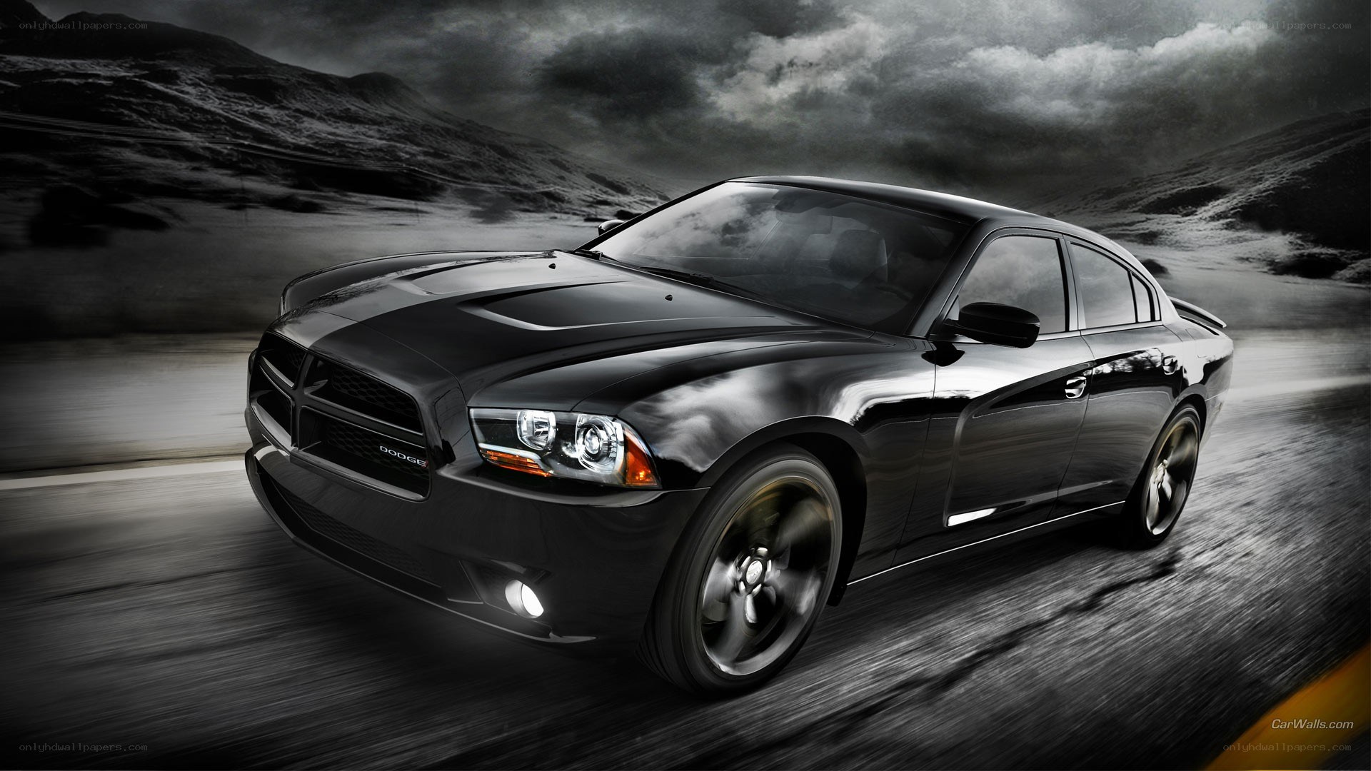 black dodge charger in motion
