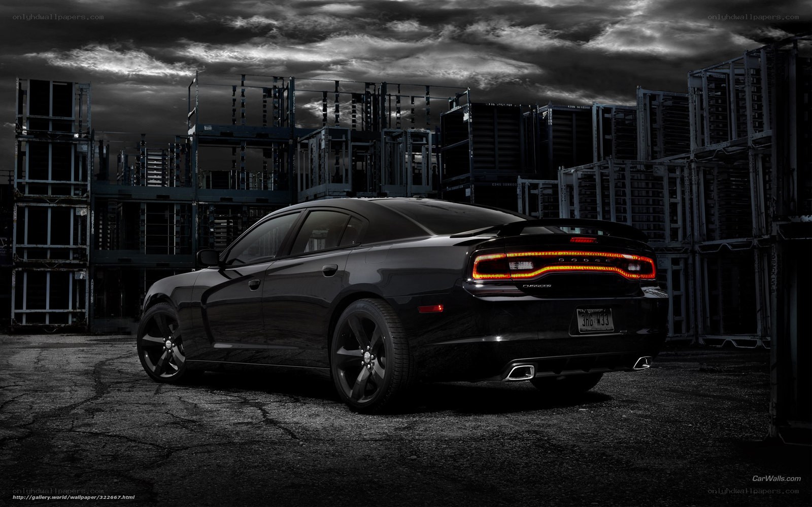 Black Dodge Charger in warehouse