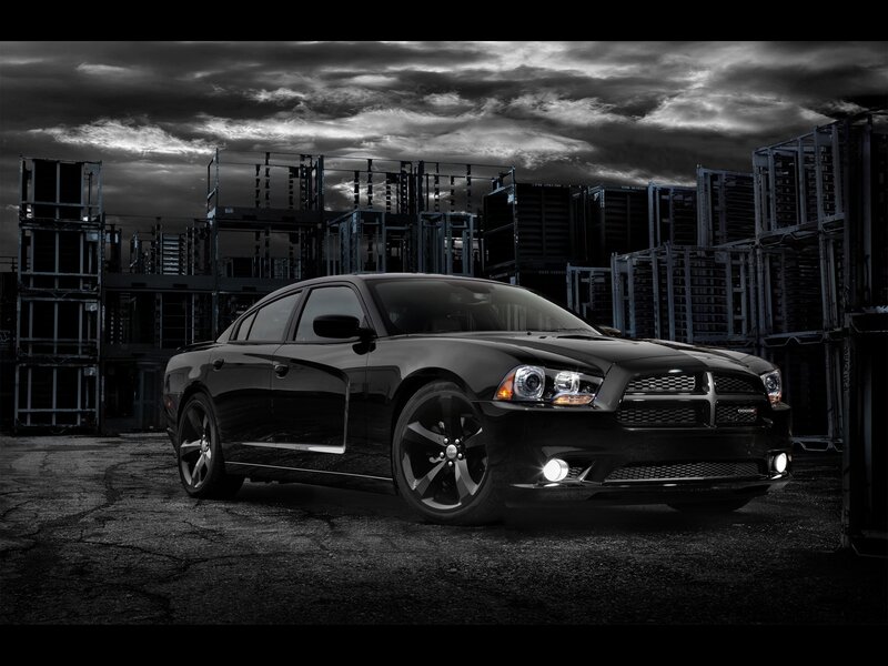 Black Dodge Charger in warehouse