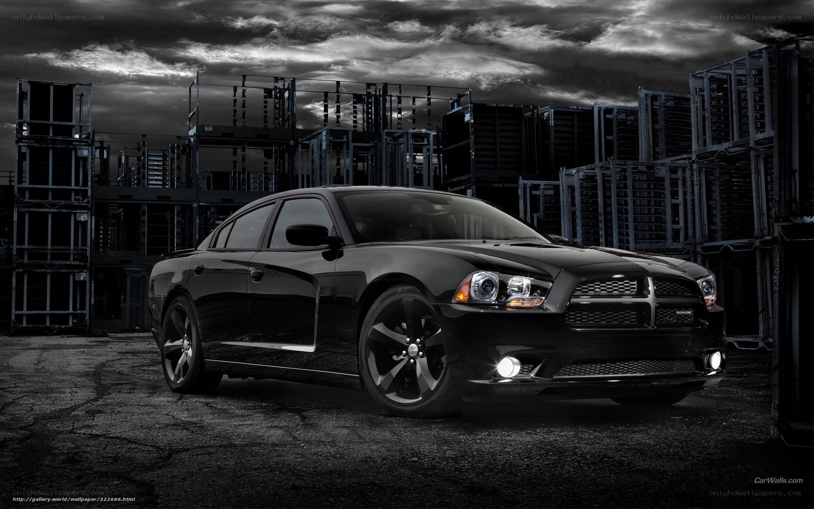 Black Dodge Charger in warehouse