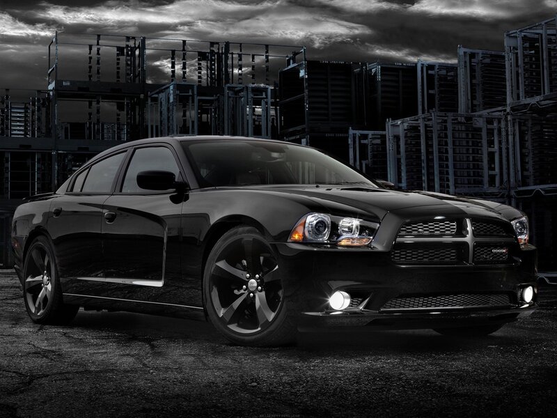 Black Dodge Charger — Night, Photograph