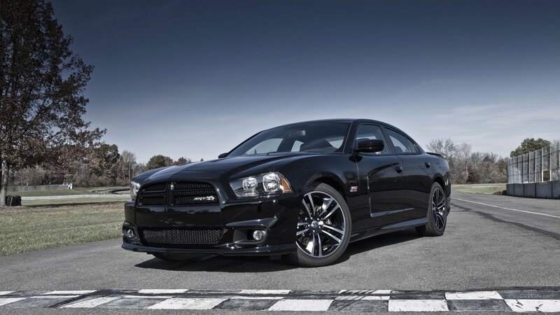 black dodge charger on racetrack