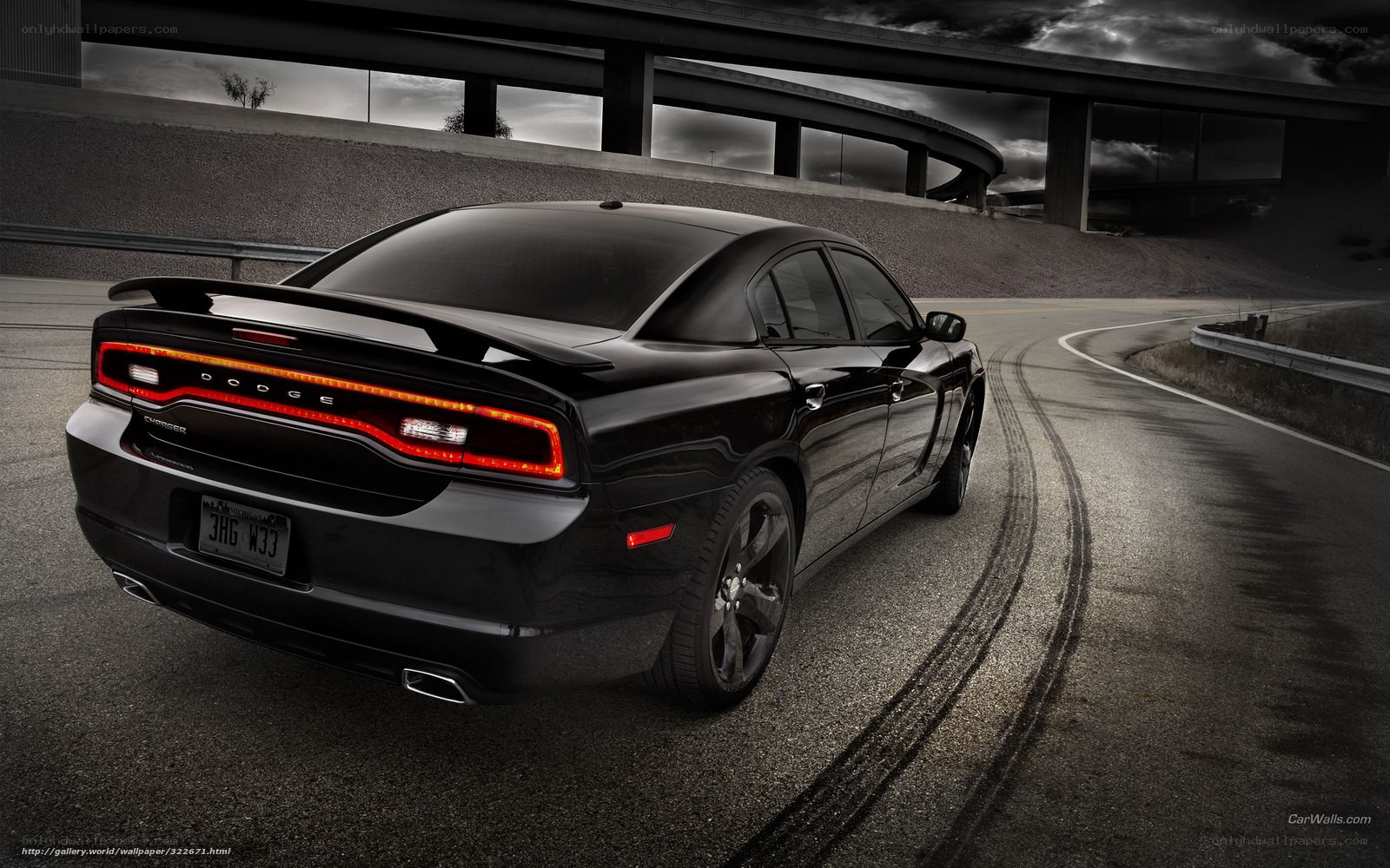Black Dodge Charger on road