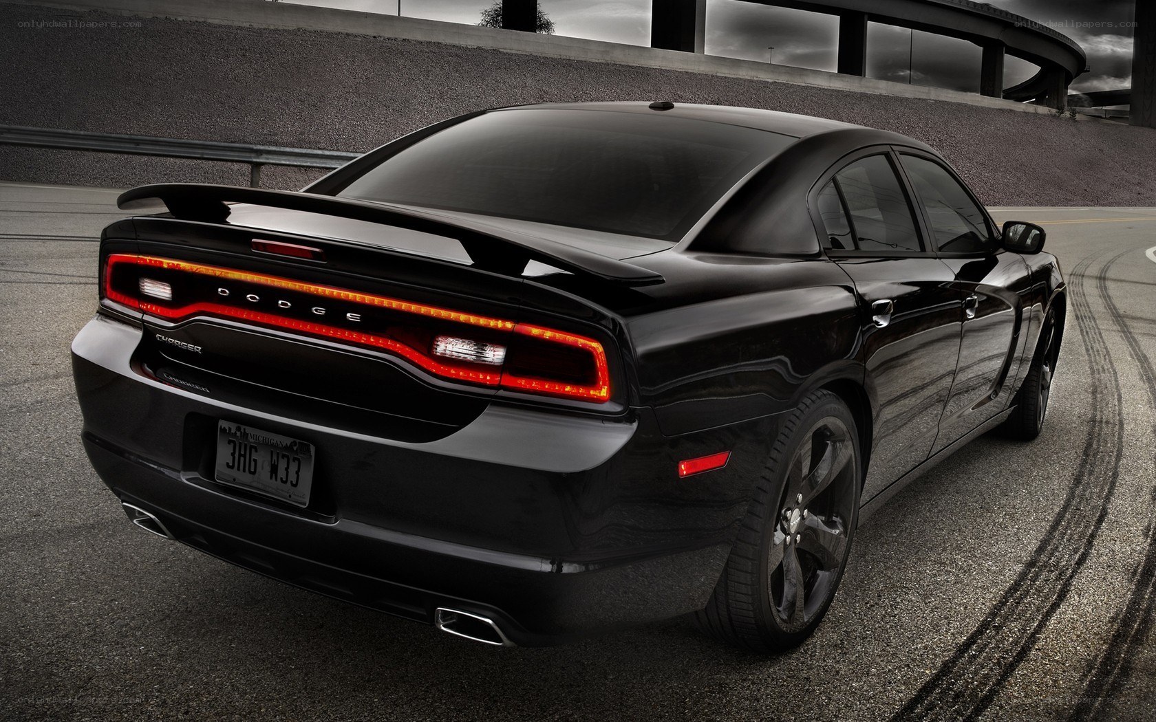 black dodge charger rear view