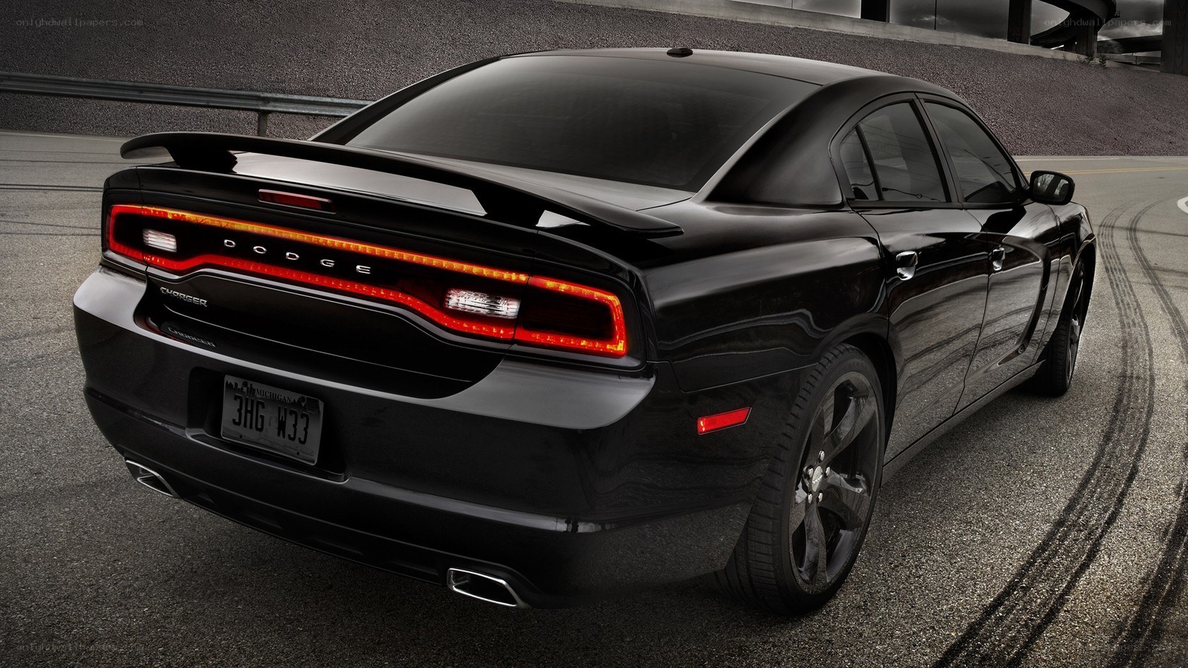 black dodge charger rear view