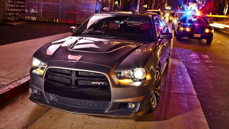 Black Dodge Charger Srt — Dramatic, Night