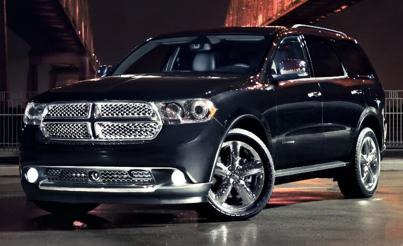 Black Dodge Durango at night