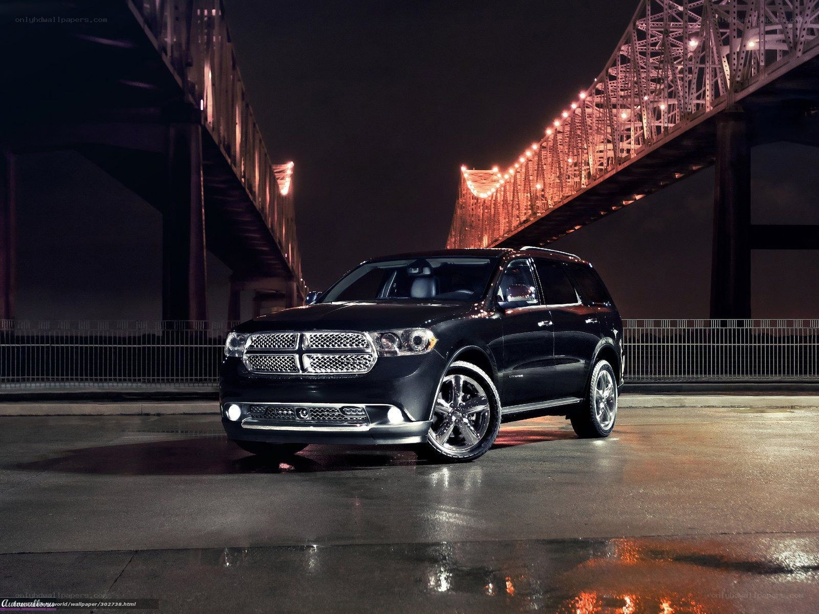 Black Dodge Durango at night