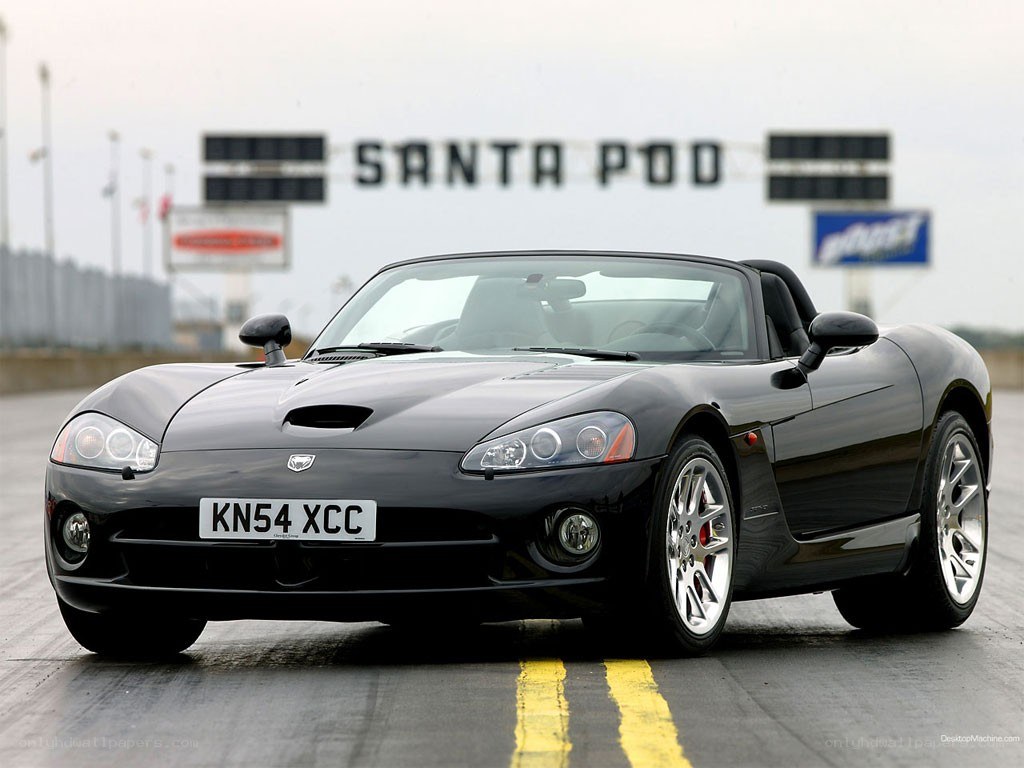 Black Dodge Viper on a racetrack